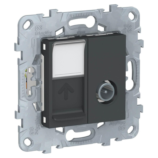 Розетка TV одиночная + RJ45 Schneider Electric Unica New NU547054 Розетка TV одиночная + RJ45 Schneider Electric Unica New NU547054