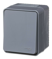Выключатель кнопочный 1-клавишный 10 АХ Systeme Electric AtlasDesign Profi54 Наруж Антрацит ATN544015