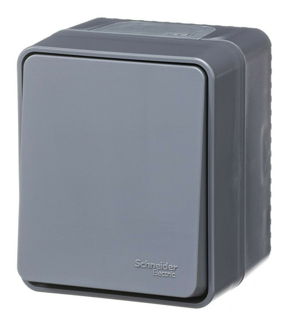 Выключатель кнопочный 1-клавишный 10 АХ Systeme Electric AtlasDesign Profi54 Наруж Антрацит ATN544015