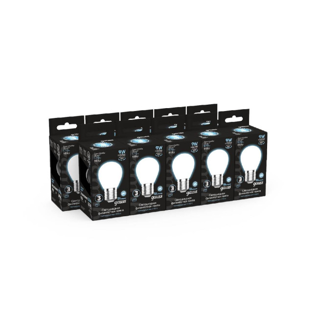 Лампа светодиодная филаментная Gauss E27 9W 4100К матовая 105202209