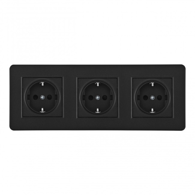 Розетка тройная (трехпостовая) с/з и шторками Arte Milano SET16-3-40-1x3 black Розетка тройная (трехпостовая) с/з и шторками Arte Milano SET16-3-40-1x3 black