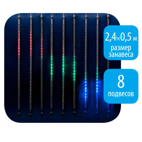 Уличная светодиодная гирлянда (11122) Uniel занавес Падающие звезды 220V разноцветный ULD-E2405-240/DTK MULTI IP44 METEOR Уличная светодиодная гирлянда (11122) Uniel занавес Падающие звезды 220V разноцветный ULD-E2405-240/DTK MULTI IP44 METEOR