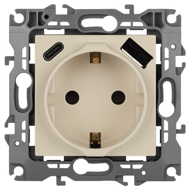 Розетка со шторками с USB type-A+C Эра 12-4108-02 Б0067731 Розетка со шторками с USB type-A+C Эра 12-4108-02 Б0067731