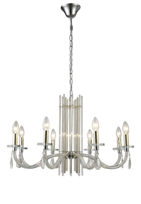 Подвесная люстра Crystal Lux AURELIO SP8 GOLD+CHROME/TRANSPARENT