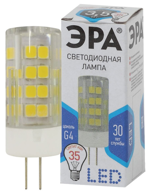Лампа светодиодная Эра G4 3,5W 4000K LED JC-3,5W-220V-CER-840-G4 Б0027856 Лампа светодиодная Эра G4 3,5W 4000K LED JC-3,5W-220V-CER-840-G4 Б0027856