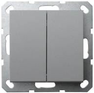 Выключатель проходной двухклавишный Jasmart в комплекте с накладкой 10A 250V ( 6+6 ) цвет алюминий G3022S