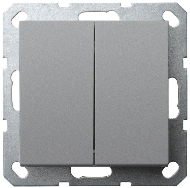 Выключатель проходной двухклавишный Jasmart в комплекте с накладкой 10A 250V ( 6+6 ) цвет алюминий G3022S