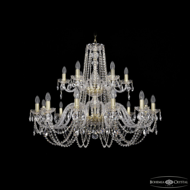 Подвесная люстра Bohemia Ivele Crystal 1402/12+6/360/2d G Подвесная люстра Bohemia Ivele Crystal 1402/12+6/360/2d G