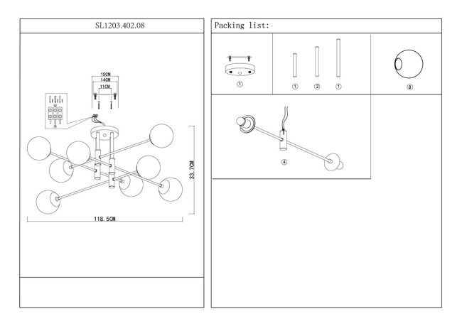 Потолочная люстра ST LUCE LIMANO SL1203.402.08 Потолочная люстра ST LUCE LIMANO SL1203.402.08