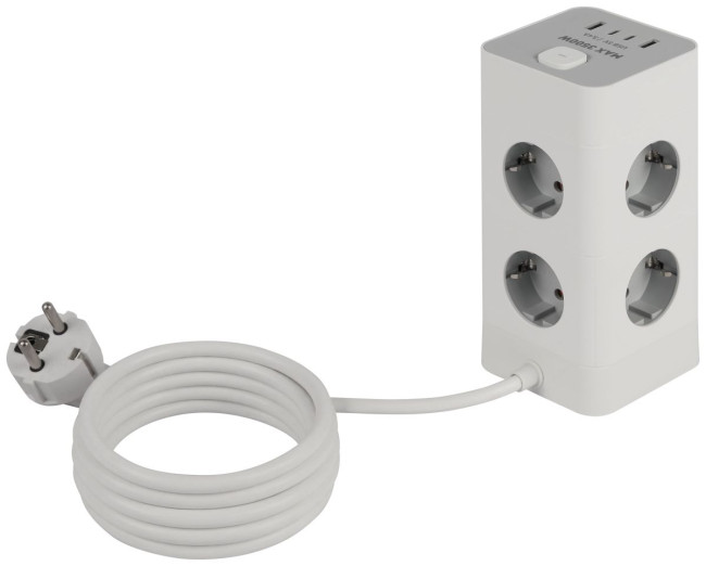Сетевой фильтр ЭРА TWR-8es-1,5m-4USB-W башня с защитой заземлением с выключателем 8 розеток+4xUSBA+C 1,5м 16А белый Б0069071 Сетевой фильтр ЭРА TWR-8es-1,5m-4USB-W башня с защитой заземлением с выключателем 8 розеток+4xUSBA+C 1,5м 16А белый Б0069071