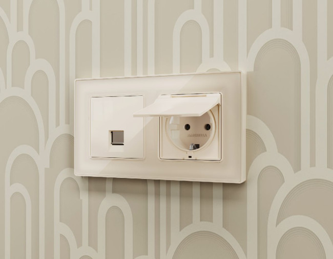 Лицевая панель для компьютерной/телефонной розетки RJ-45/RJ-11 Ambrella Volt Alfa AP3120 Лицевая панель для компьютерной/телефонной розетки RJ-45/RJ-11 Ambrella Volt Alfa AP3120