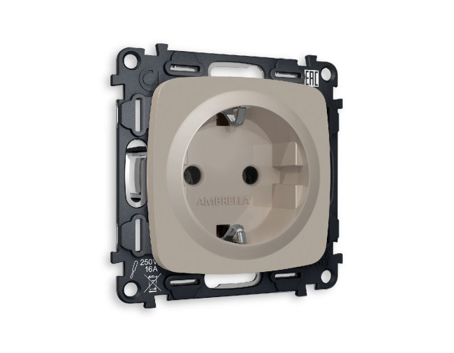 Комплект механизма розетки с/з на винтовых зажимах Ambrella Volt Omega MO366010 Комплект механизма розетки с/з на винтовых зажимах Ambrella Volt Omega MO366010