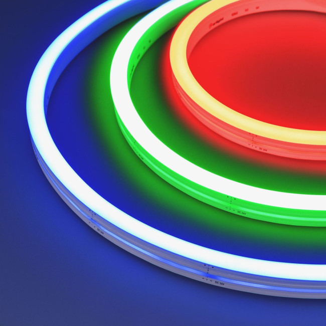 Светодиодная герметичная лента Arlight WAVE-SIDE-PU-H120-06x12mm 24V RGB (8 W/m, IP68, 5m, wire x2) 052423