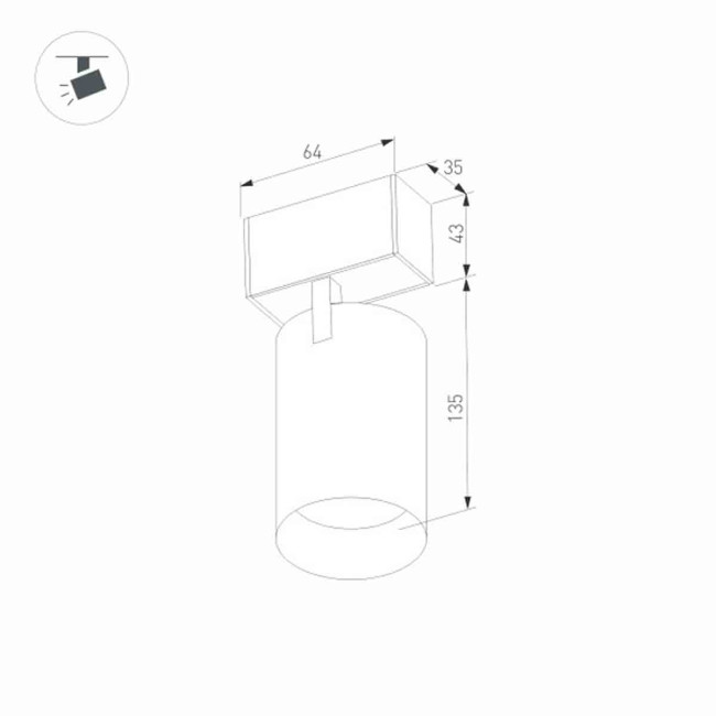 Трековый светильник для магнитного шинопровода Arlight Mag-Spot-45-R85-12W Warm3000 033426 Трековый светильник для магнитного шинопровода Arlight Mag-Spot-45-R85-12W Warm3000 033426