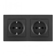 Розетка двойная (двухпостовая) с/з и шторками Arte Milano SET06-2-40-1x2 black