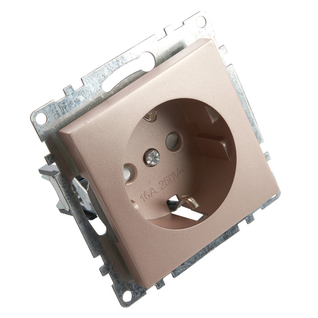 Розетка 1-местная с/з с защитной шторкой Stekker Катрин 39596 Розетка 1-местная с/з с защитной шторкой Stekker Катрин 39596