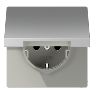 Розетка 2K+З cо шторками и крышкой Jung AL1520KIKL