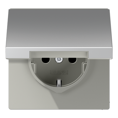 Розетка 2K+З cо шторками и крышкой Jung AL1520KIKL Розетка 2K+З cо шторками и крышкой Jung AL1520KIKL