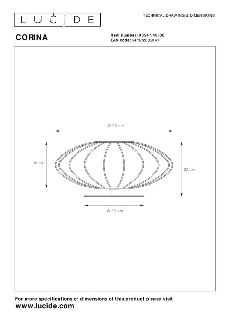 Настольная лампа Lucide Corina 03547/40/30 Настольная лампа Lucide Corina 03547/40/30