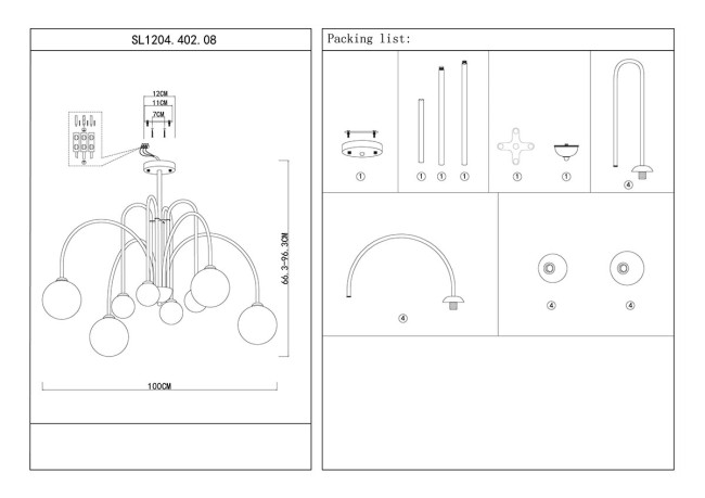 Люстра на штанге ST LUCE JINETO SL1204.402.08