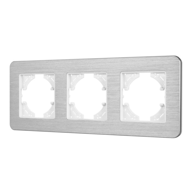 Рамка на 3 поста алюминиевая Arlight FRM-AKIRY-AL-3-SR 049728 Рамка на 3 поста алюминиевая Arlight FRM-AKIRY-AL-3-SR 049728