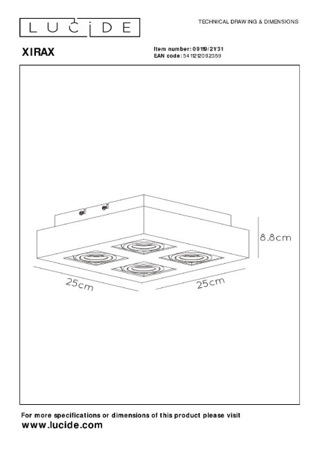 Накладной светильник Lucide Xirax 09119/21/31 Накладной светильник Lucide Xirax 09119/21/31