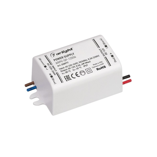 Блок питания Arlight ARPV-SP-12006 (12V, 0.5A, 6W) 038977 Блок питания Arlight ARPV-SP-12006 (12V, 0.5A, 6W) 038977