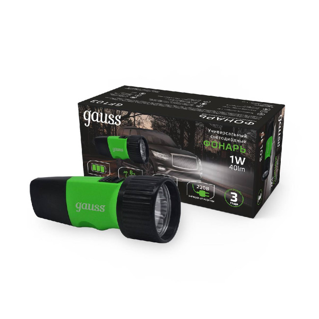 Ручной светодиодный фонарь Gauss аккумуляторный 130х50 40 лм GF103 Ручной светодиодный фонарь Gauss аккумуляторный 130х50 40 лм GF103