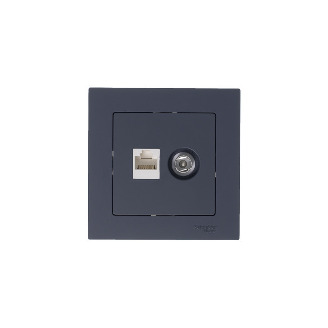 Розетка двойная комп+ТВ, RJ45+TV, кат.5E Systeme Electric AtlasDesign Грифель ATN000789