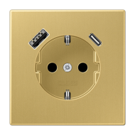 Розетка SCHUKO с USB-зарядным устройством, тип A + тип С; латунь Classic Jung ME1520-15CAC