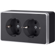 Розетка двойная с заземлением Werkel Gallant (черный с серебром) W5072134 4690389164699 a051154
