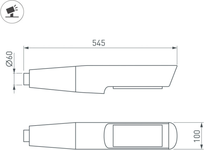 Уличный светильник Arlight OXOR-NOXT-EMP-545x100-25W Day4000 (BK, 120 deg, 230V) IP65 052478