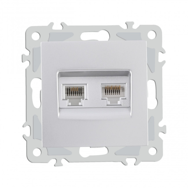 Розетка телефонная RJ11 + компьютерная RJ45 Arte Milano 206.44-1.silver Розетка телефонная RJ11 + компьютерная RJ45 Arte Milano 206.44-1.silver