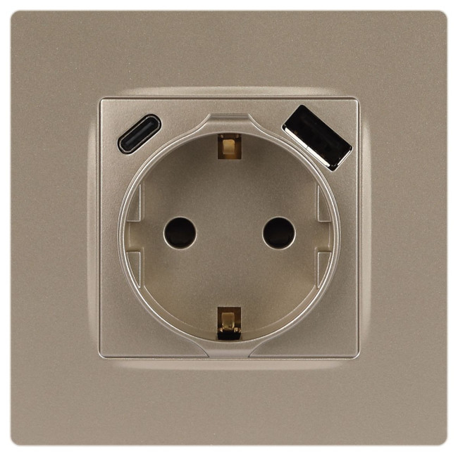 Розетка со шторками с USB type-A+C Эра 12-4108-04 Б0067727 Розетка со шторками с USB type-A+C Эра 12-4108-04 Б0067727
