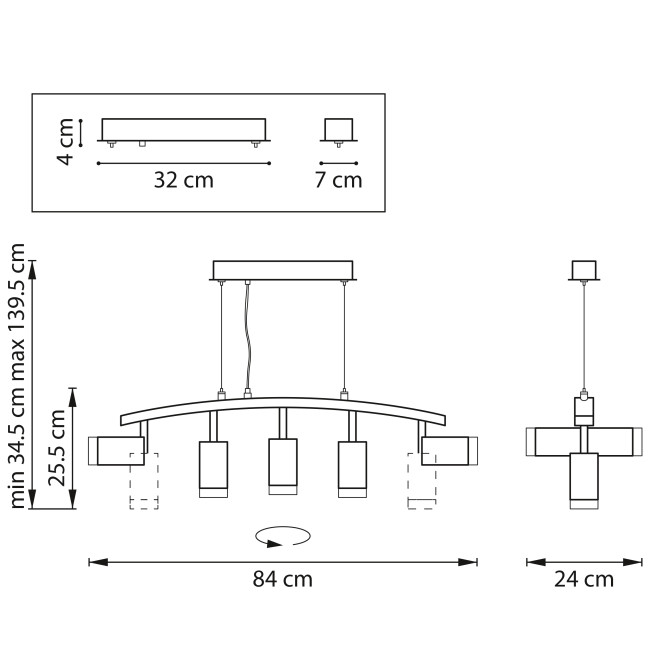 Подвесной светильник Lightstar Rullo LR7353733620 (571735+214437-3+214436-2+202430-5)