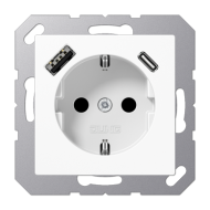 Розетка 2K+З USB Typ AC Jung A1520-15CAWW Розетка 2K+З USB Typ AC Jung A1520-15CAWW