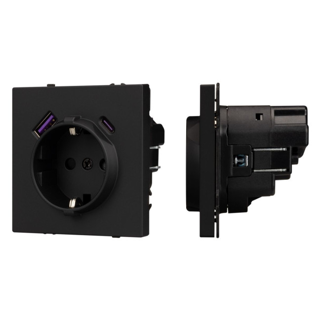 Механизм розетки с USB зарядкой Arlight SCT-NOBE-MUAC-SFPL-BK (230V, 16A) 054285 Механизм розетки с USB зарядкой Arlight SCT-NOBE-MUAC-SFPL-BK (230V, 16A) 054285