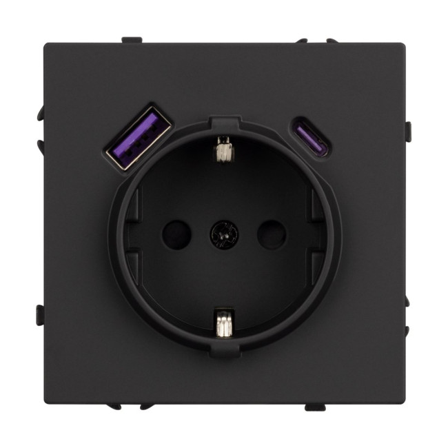 Механизм розетки с USB зарядкой Arlight SCT-NOBE-MUAC-SFPL-BK (230V, 16A) 054285 Механизм розетки с USB зарядкой Arlight SCT-NOBE-MUAC-SFPL-BK (230V, 16A) 054285