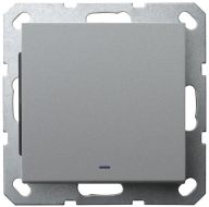 Выключатель со светодиодом Jasmart проходной одноклавишный в комплекте с накладкой 10A 250V цвет алюминий G3012NS