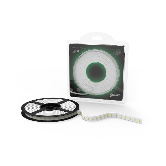 Светодиодная лента Gauss 4,8W/m 60LED/m 2835SMD зеленый 5M 312000605 Светодиодная лента Gauss 4,8W/m 60LED/m 2835SMD зеленый 5M 312000605