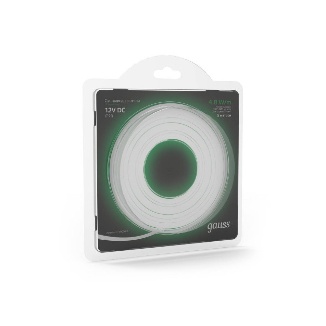 Светодиодная лента Gauss 4,8W/m 60LED/m 2835SMD зеленый 5M 312000605 Светодиодная лента Gauss 4,8W/m 60LED/m 2835SMD зеленый 5M 312000605