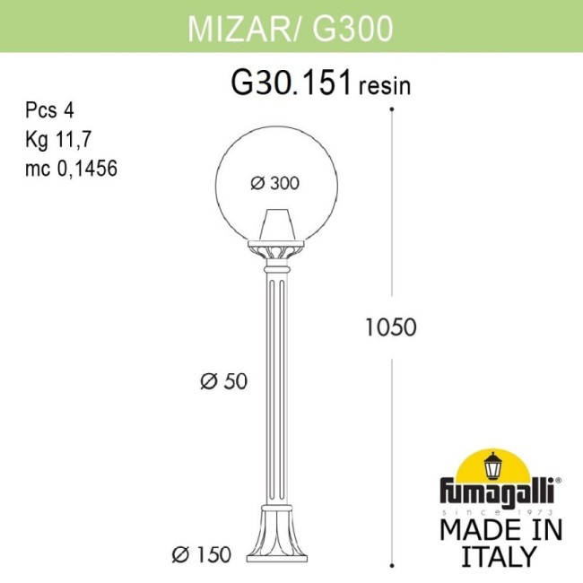 Садовый светильник Fumagalli G30.151.000.AZE27 Садовый светильник Fumagalli G30.151.000.AZE27