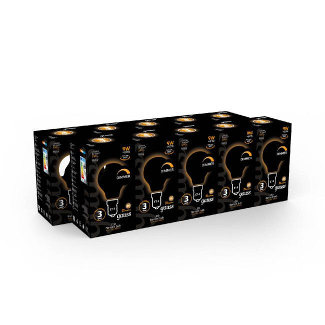 Лампа светодиодная филаментная диммируемая Gauss E14 9W 3000К матовая 105201109-D Лампа светодиодная филаментная диммируемая Gauss E14 9W 3000К матовая 105201109-D