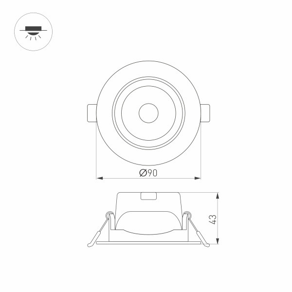 Встраиваемый светильник Arlight LTD-Polar-Turn-R90-7W Warm3000 032310 Встраиваемый светильник Arlight LTD-Polar-Turn-R90-7W Warm3000 032310