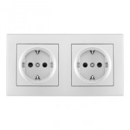 Розетка двойная (двухпостовая) с/з и шторками Arte Milano SET06-2-40-1x2 silver