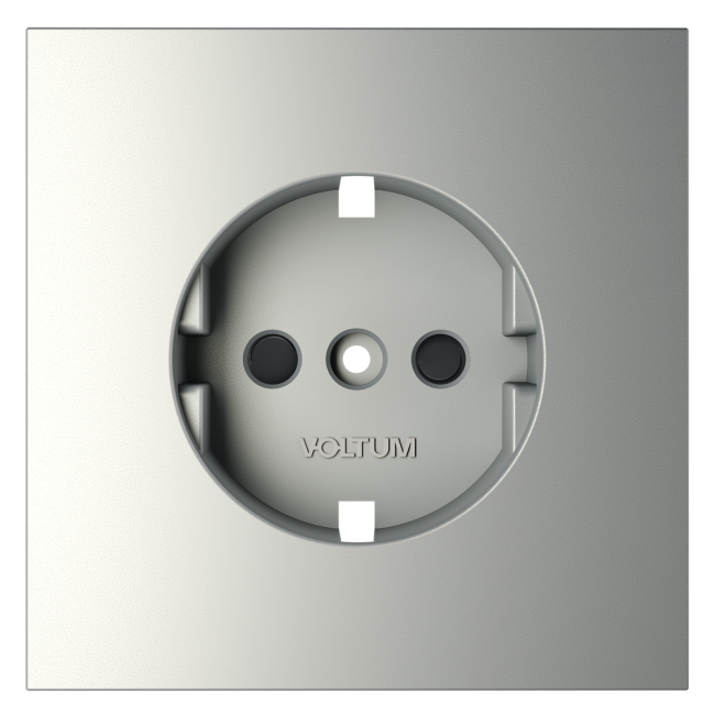 Накладка для розетки с заземлением и защитными шторками Voltum S70 (сталь) VLS000705