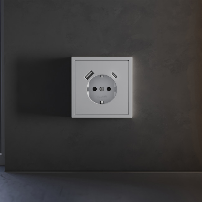 Накладка для розетки с заземлением и защитными шторками, с USB A+C Voltum S70 (серый) VLS001016 Накладка для розетки с заземлением и защитными шторками, с USB A+C Voltum S70 (серый) VLS001016
