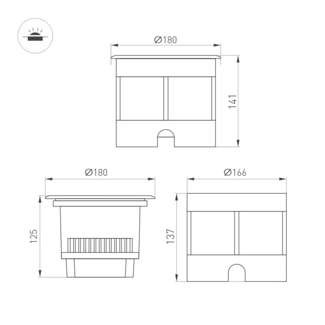 Ландшафтный светильник Arlight LTD-DAFNA-GROUND-R180-25W Warm3000 (SL, 10 deg, 230V) (IP67 Металл) 061201