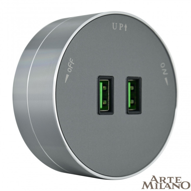 Трековая розетка Arte Milano Am-track-sockets 380011TS/USBx2 Grey Трековая розетка Arte Milano Am-track-sockets 380011TS/USBx2 Grey