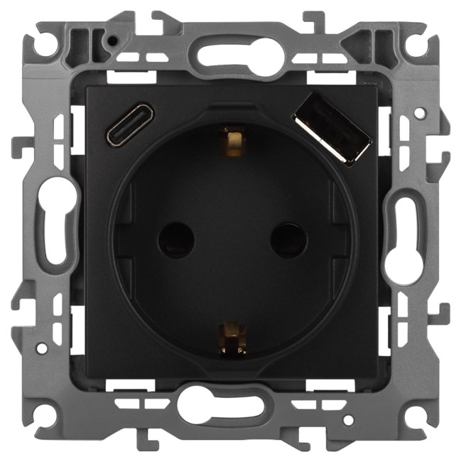 Розетка со шторками с USB type-A+C Эра 12-4108-05 Б0067707 Розетка со шторками с USB type-A+C Эра 12-4108-05 Б0067707